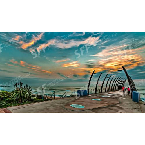 Digital painting of the Umhlanga Rocks pier near Durban